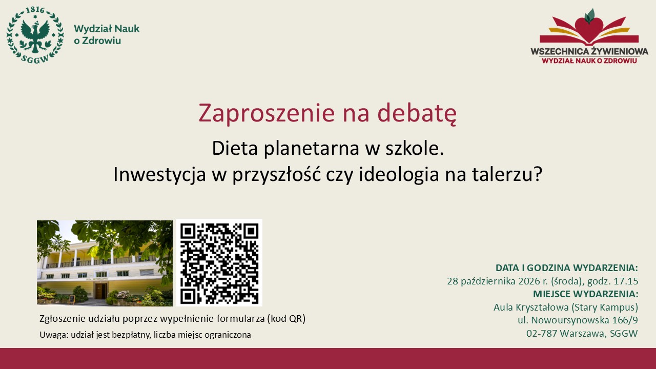 Zaproszenie na debatę poświęconą jest nowemu rozporządzeniu „sklepikowemu” i żywieniu w stołówkach oświatowych.